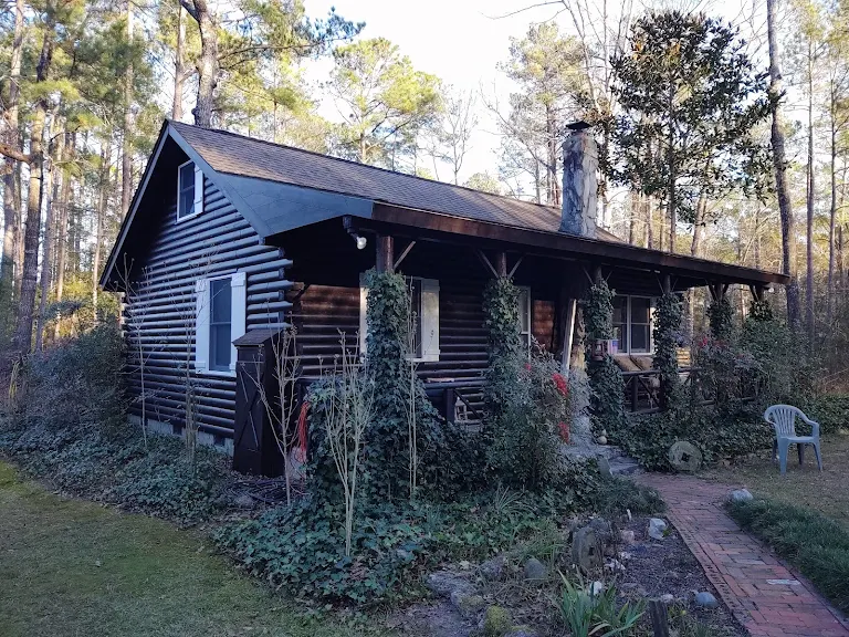 Small cabin with freshly painted siding